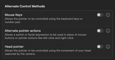 Alternate Control Methods | Mouse Keys